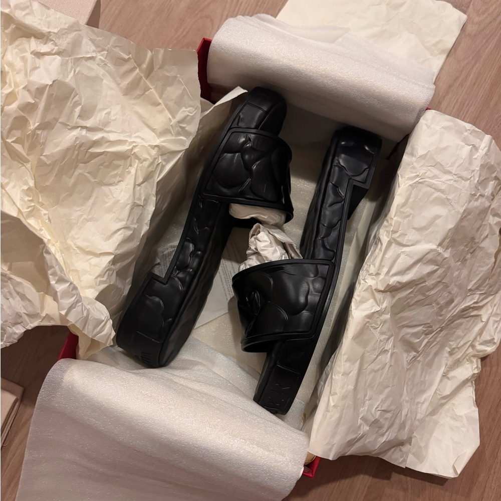 Valentino Black Platform Slides